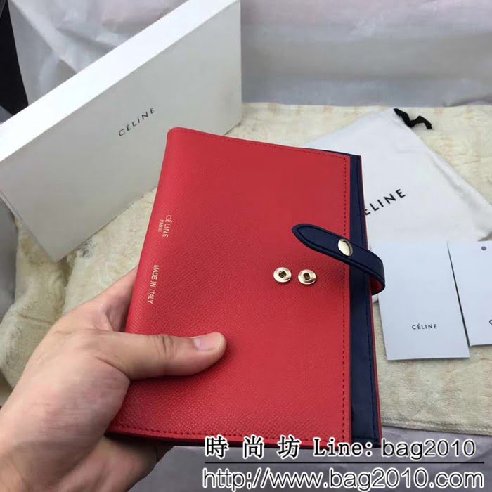 CELINE賽琳原單 專櫃 手掌紋牛皮搭扣拼色錢夾 4148 SL1682